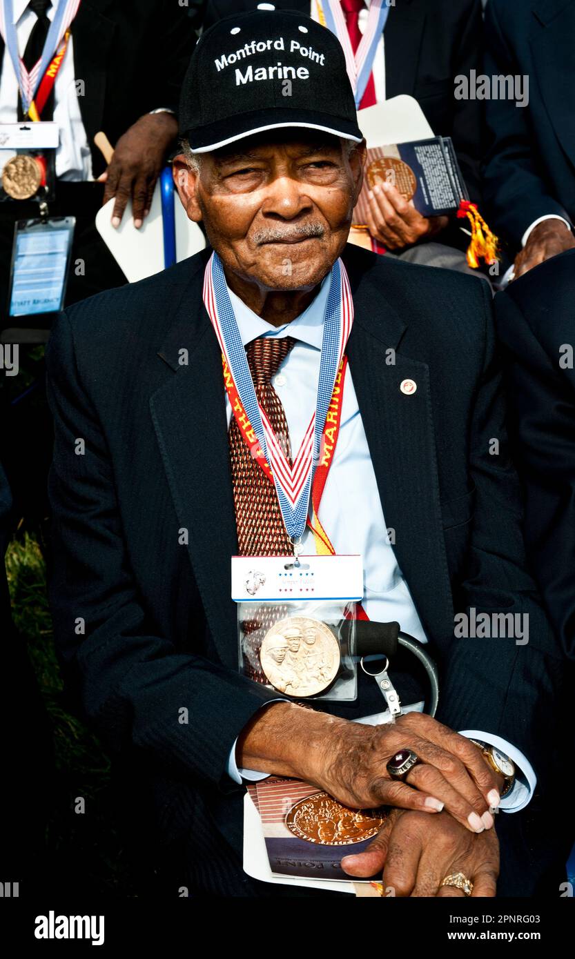 Bob Motley. The last surviving umpire from the Negro Leagues. Recives the Congressional Gold Medal of Honor as a Montford Point Marine. Stock Photo