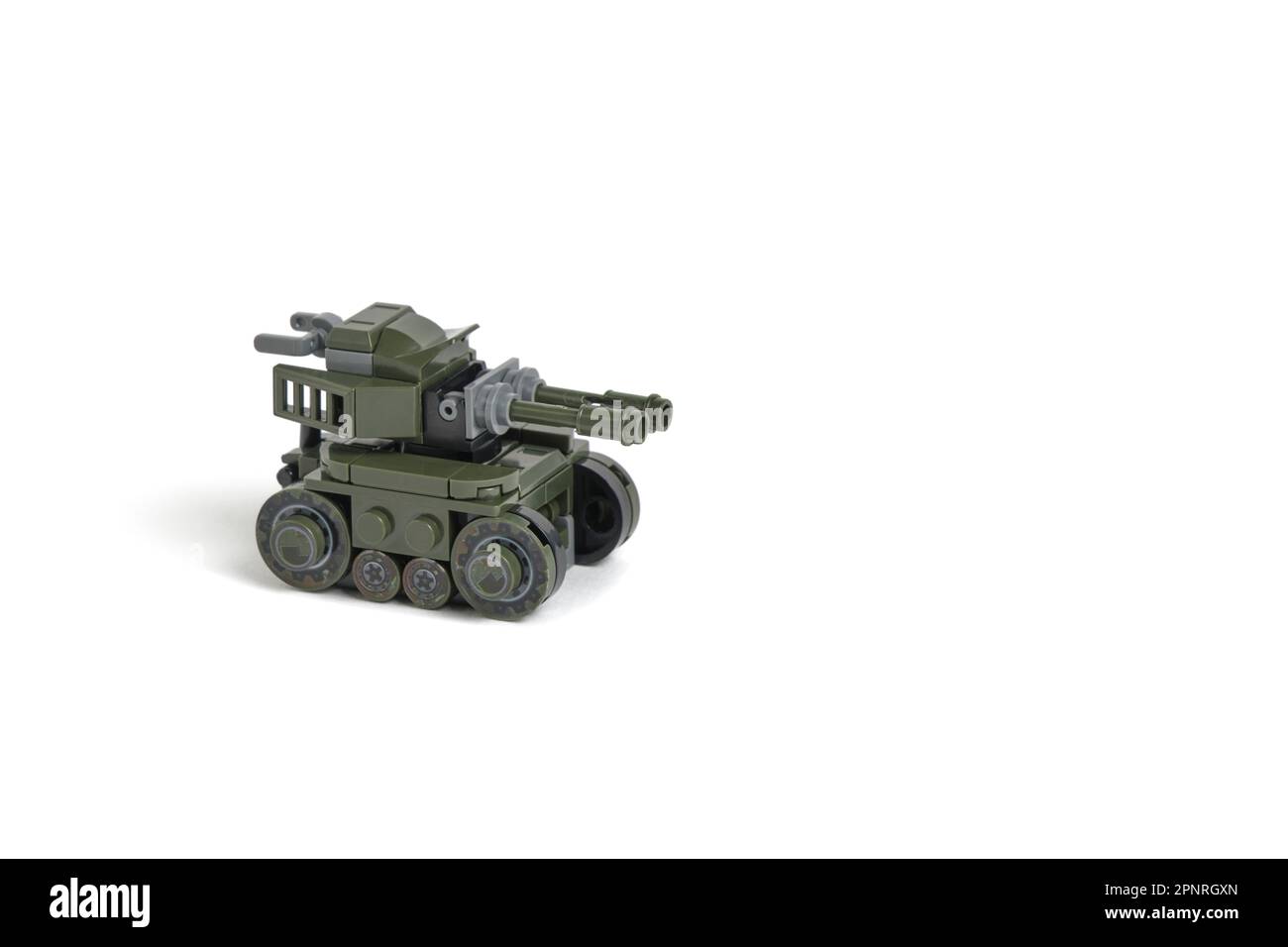 Toy tank green, military color, constructor white background,isolate ...
