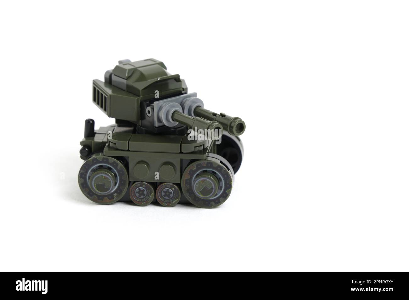 Toy tank green, military color, constructor white background,isolate ...