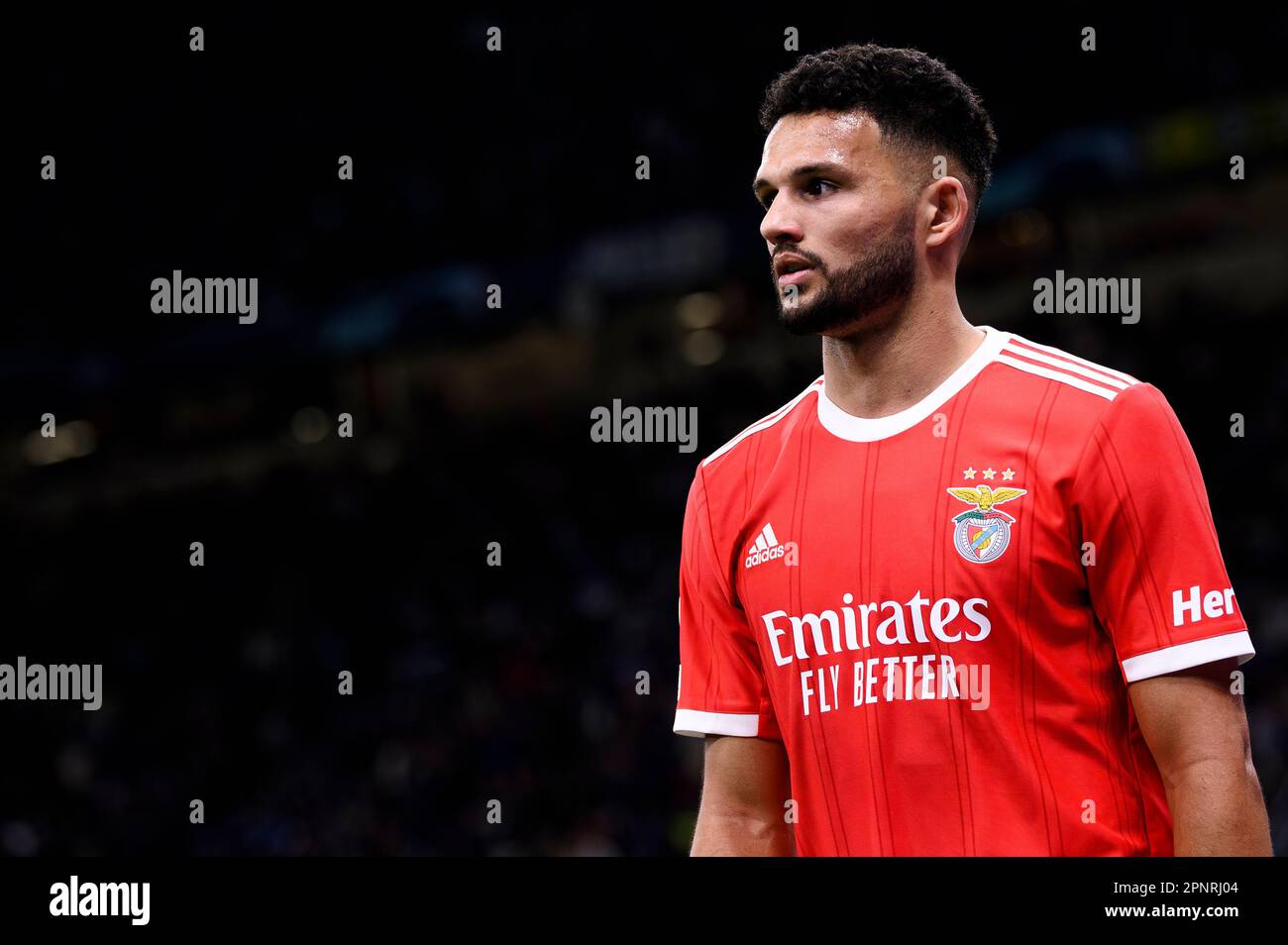 Milan, Italy. 20 April 2023. Goncalo Ramos of SL Benfica looks on during the UEFA Champions League quarterfinal second leg football match between FC Internazionale and SL Benfica. Credit: Nicolò Campo/Alamy Live News Stock Photo