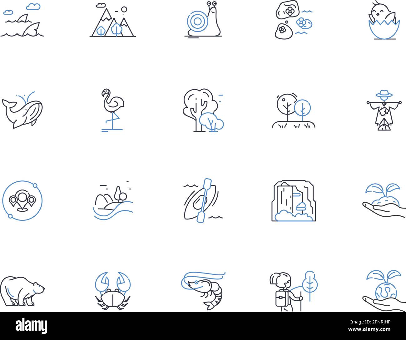 Majestic fauna line icons collection. Elephant, Lion, Tiger, Giraffe ...