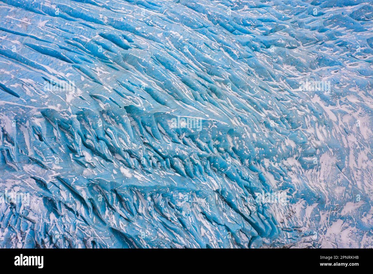 Crevasses in the glacier Falljökull / Falljoekull in winter in Austurland, part of Vatnajökull / Vatnajoekull, largest ice cap in Iceland Stock Photo