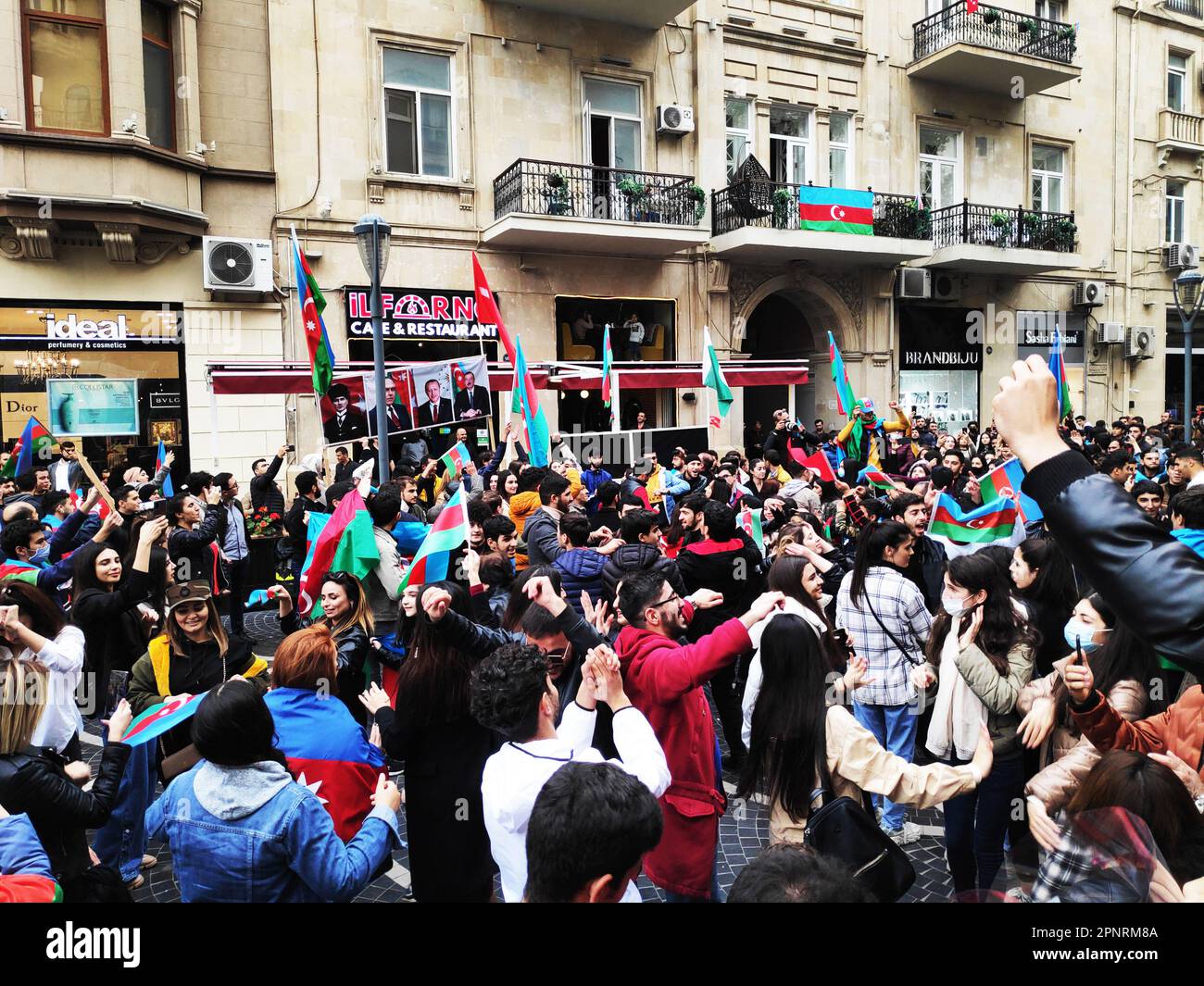 Baku, Azerbaijan-November 10, 2020 festivities and demonstrations in