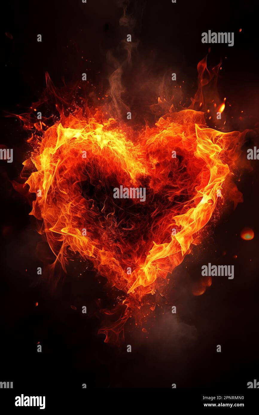 Heart made fire on black hi-res stock photography and images - Alamy