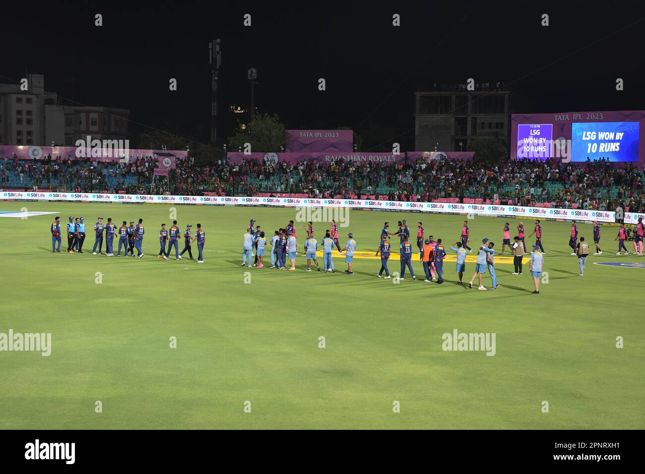 Jaipur, India, April 19, 2023 Players on the ground during the Indian
