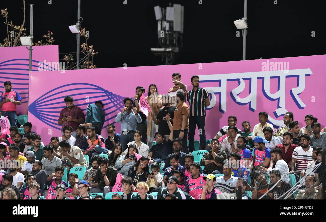 Jaipur, India, April 19, 2023 Fans enjoying the Indian Premier League