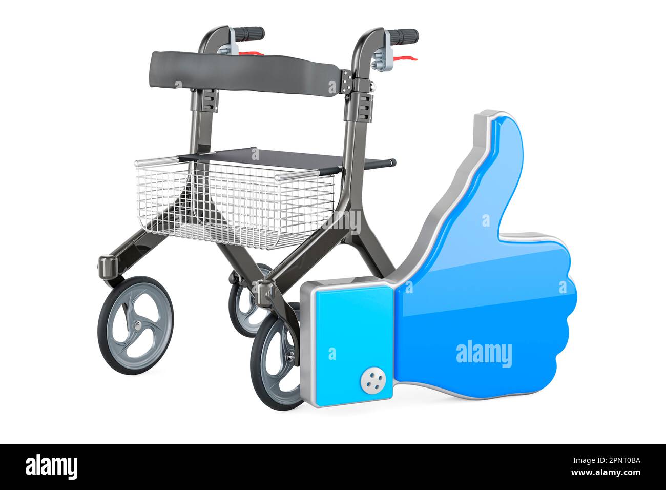Rollator for elderly with like icon, 3D rendering isolated on white background Stock Photo