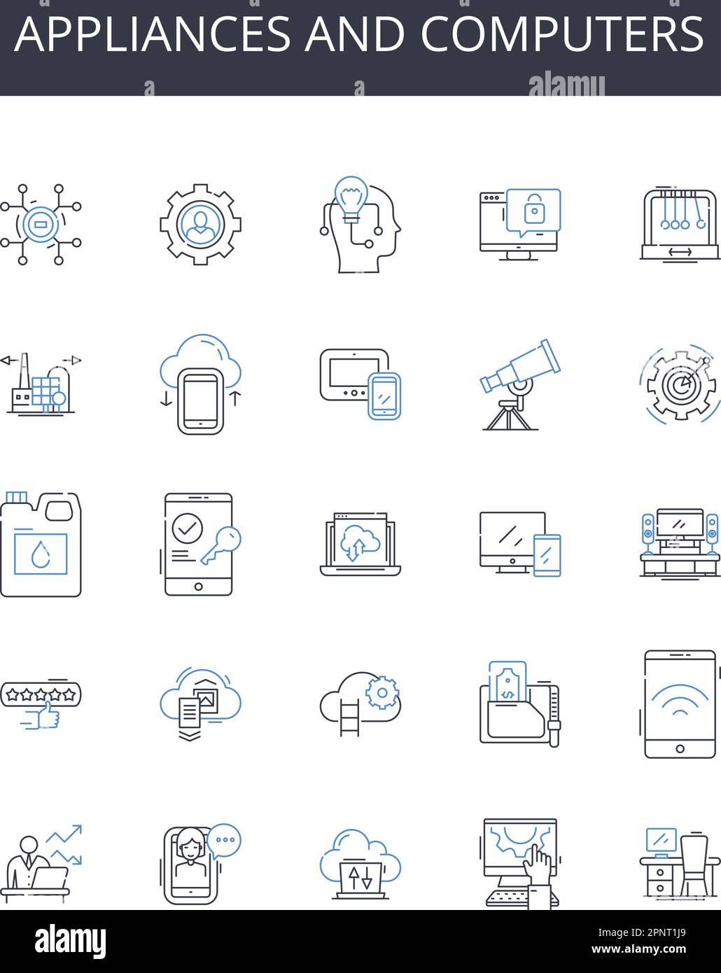 Appliances and computers line icons collection. Devices, Gadgets