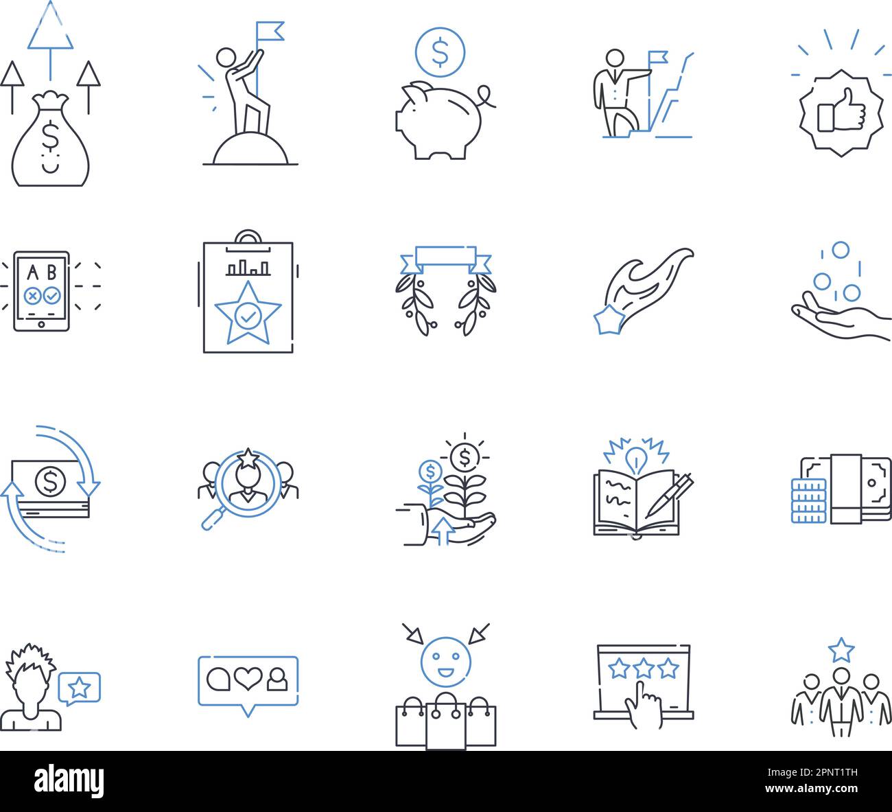 Budget analysis line icons collection. Forecasting, Projection, Evaluation, Cost, Allocation, Accounting, Planning vector and linear illustration Stock Vector