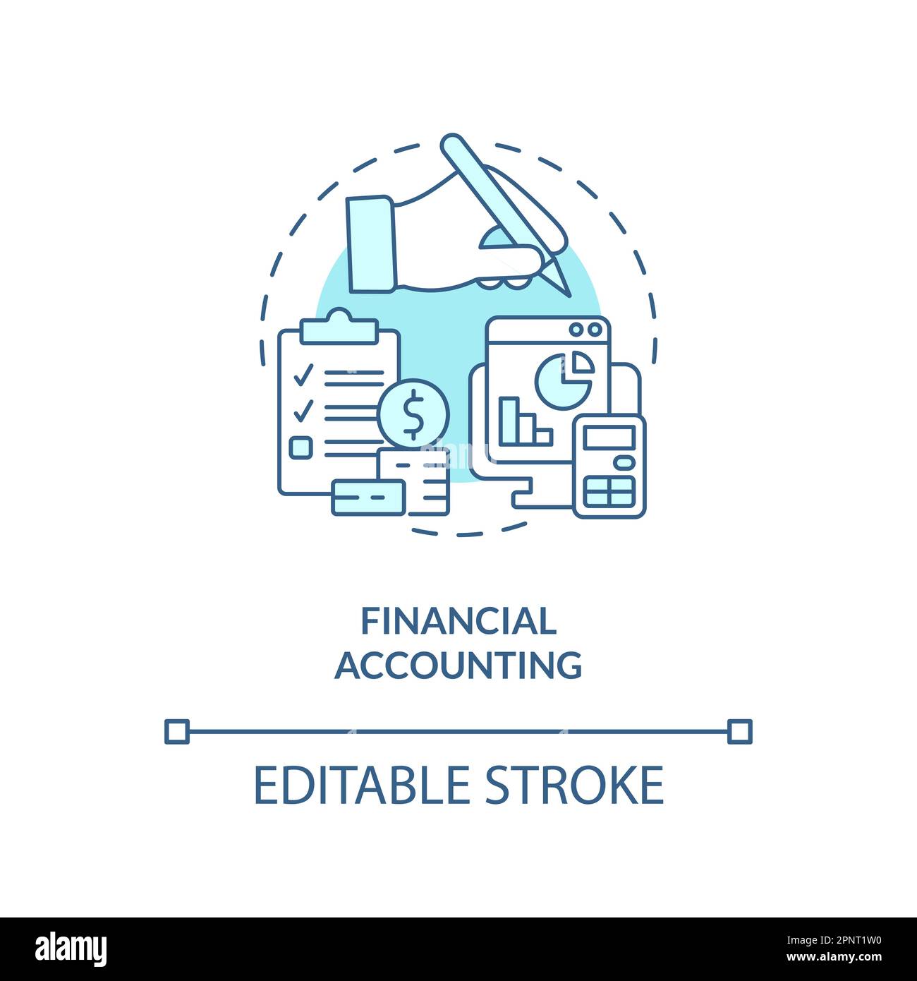 Financial accounting turquoise concept icon Stock Vector