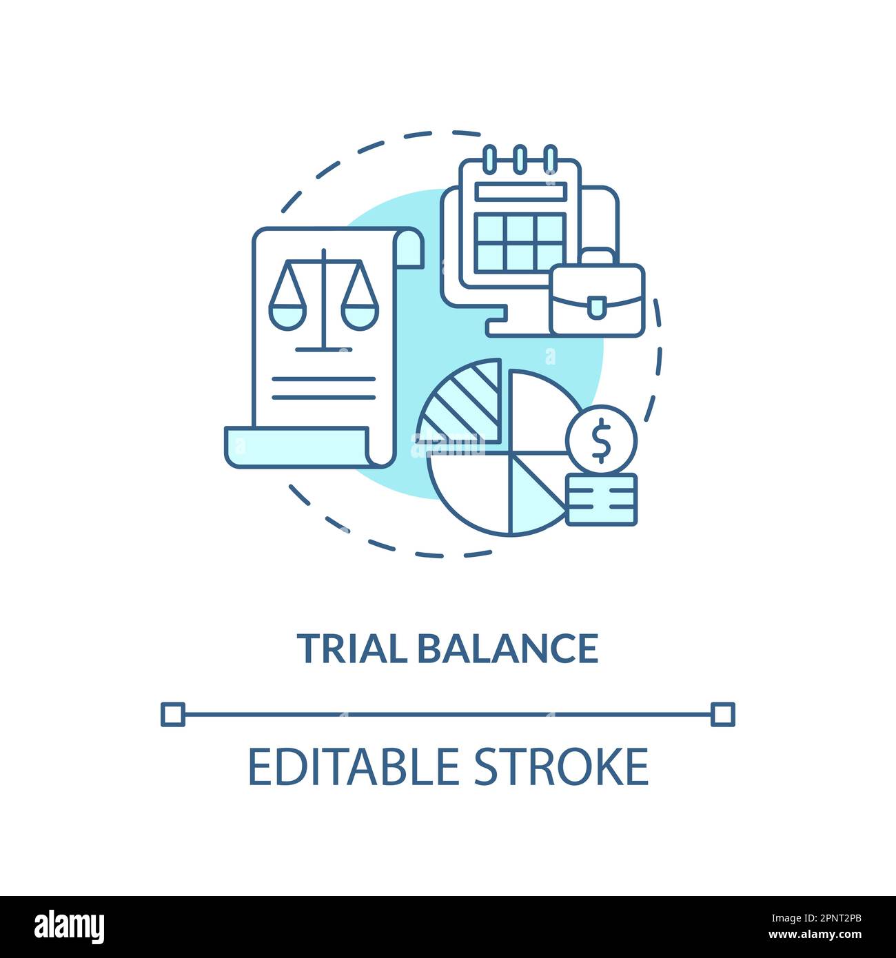 Trial balance turquoise concept icon Stock Vector