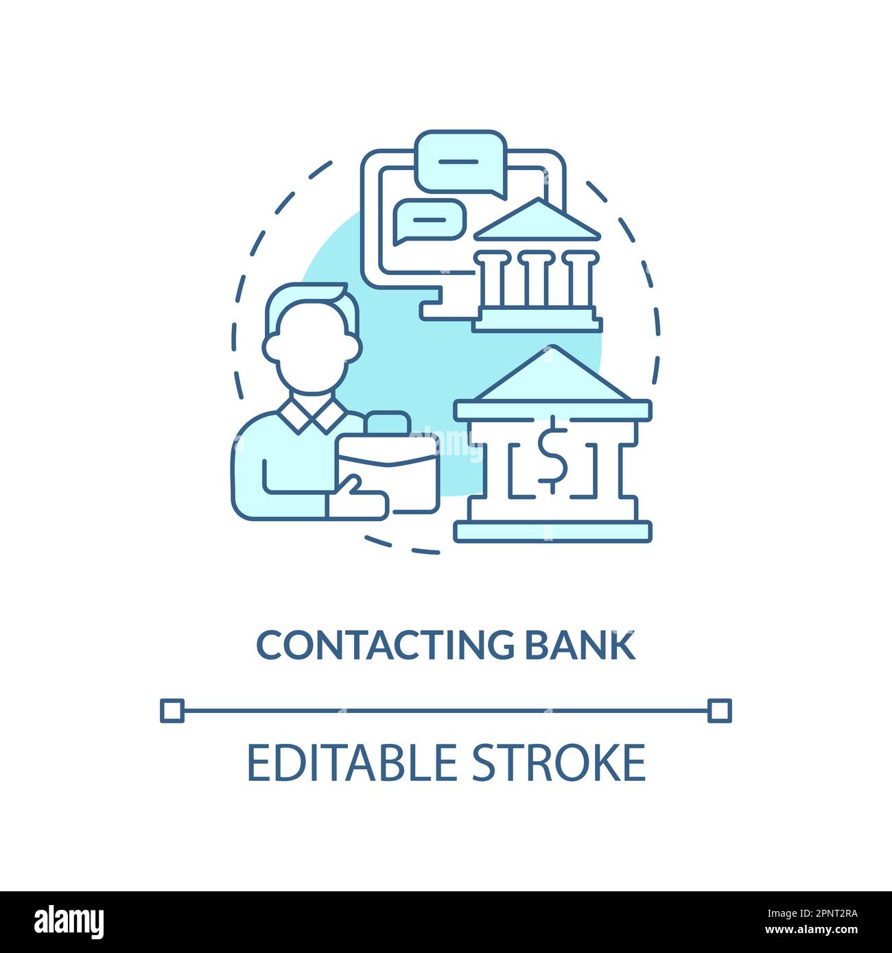 Contacting bank turquoise concept icon Stock Vector