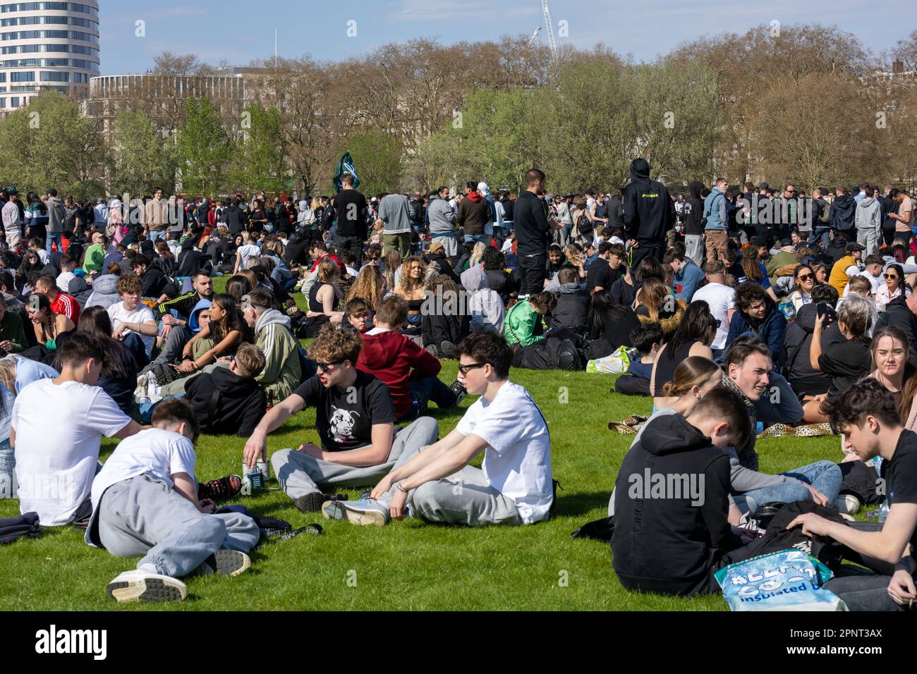 London, UK. 4th Apr, 2023. 420 day a celebrating of marijuana smoking in Hyde Park London The day is both a protest supporting the legalisation of smoking cannabis and a celebration of its use. Credit: Ian Davidson/Alamy Live News Stock Photo