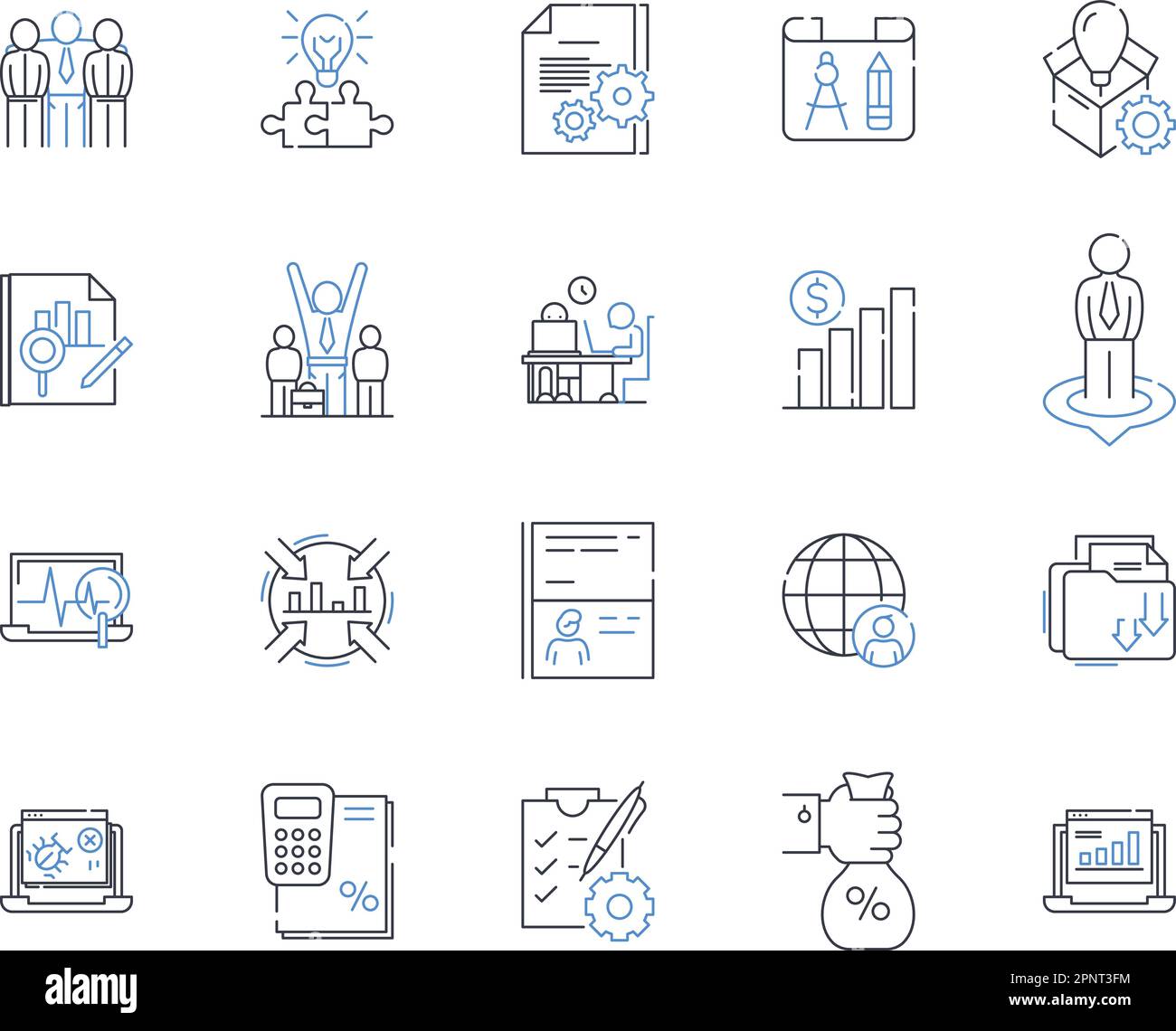 Statistical Analysis line icons collection. Regression, Variance, Standard deviation, Hypothesis, Probability, Correlation, Analysis vector and linear Stock Vector