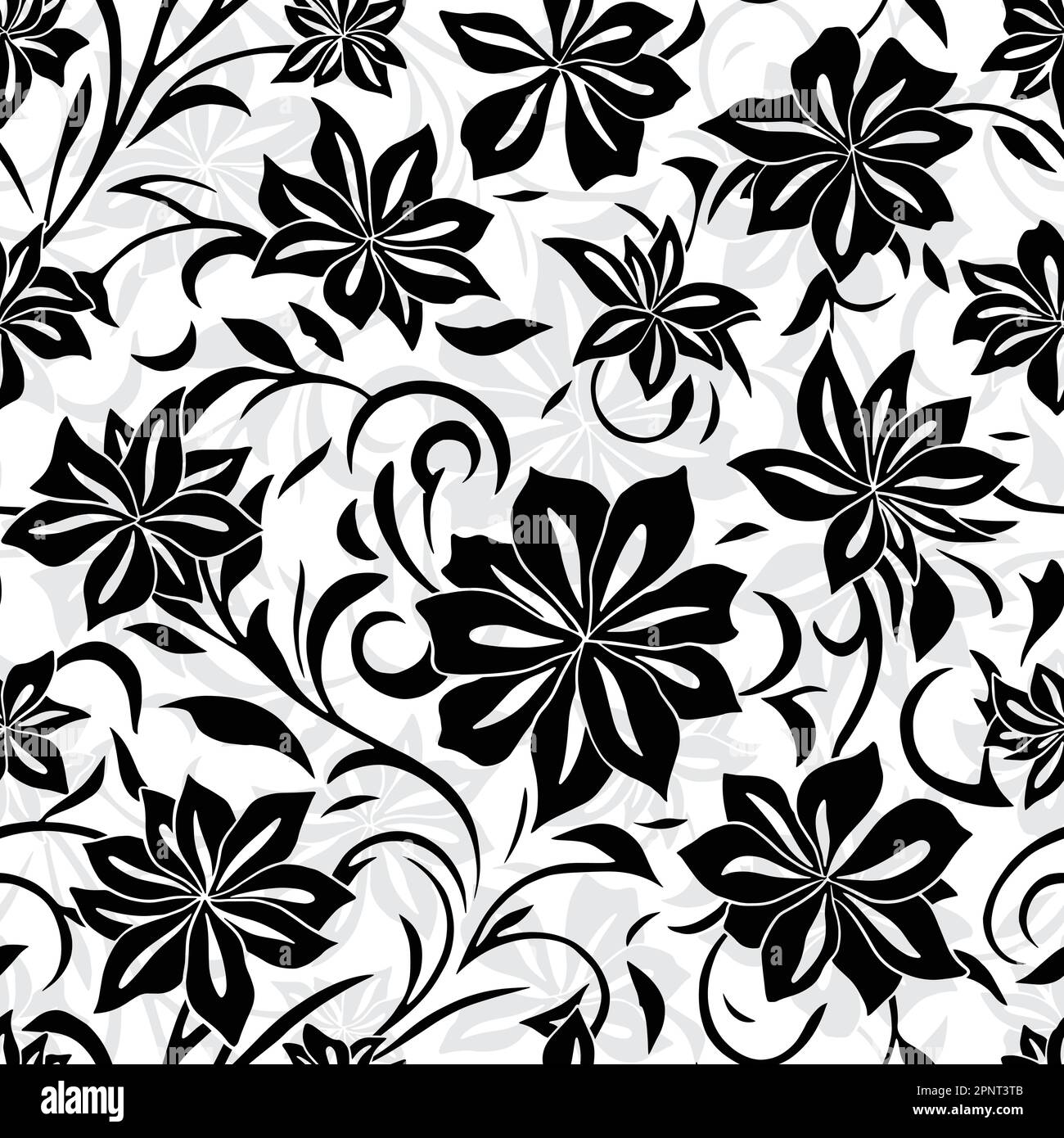 Arabesque Azalea flower seamless repeat pattern. Vector illustration background Stock Vector