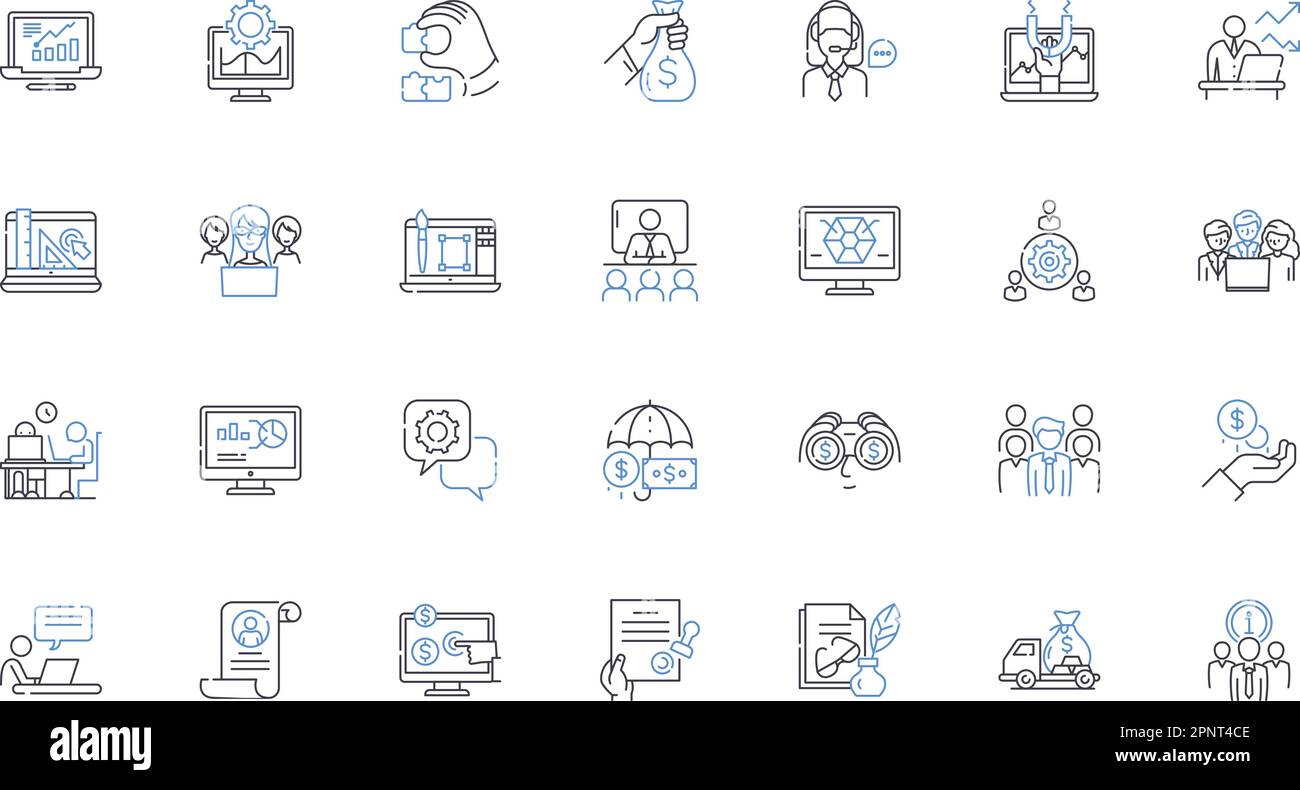 Leadership and management line icons collection. Visionary ...