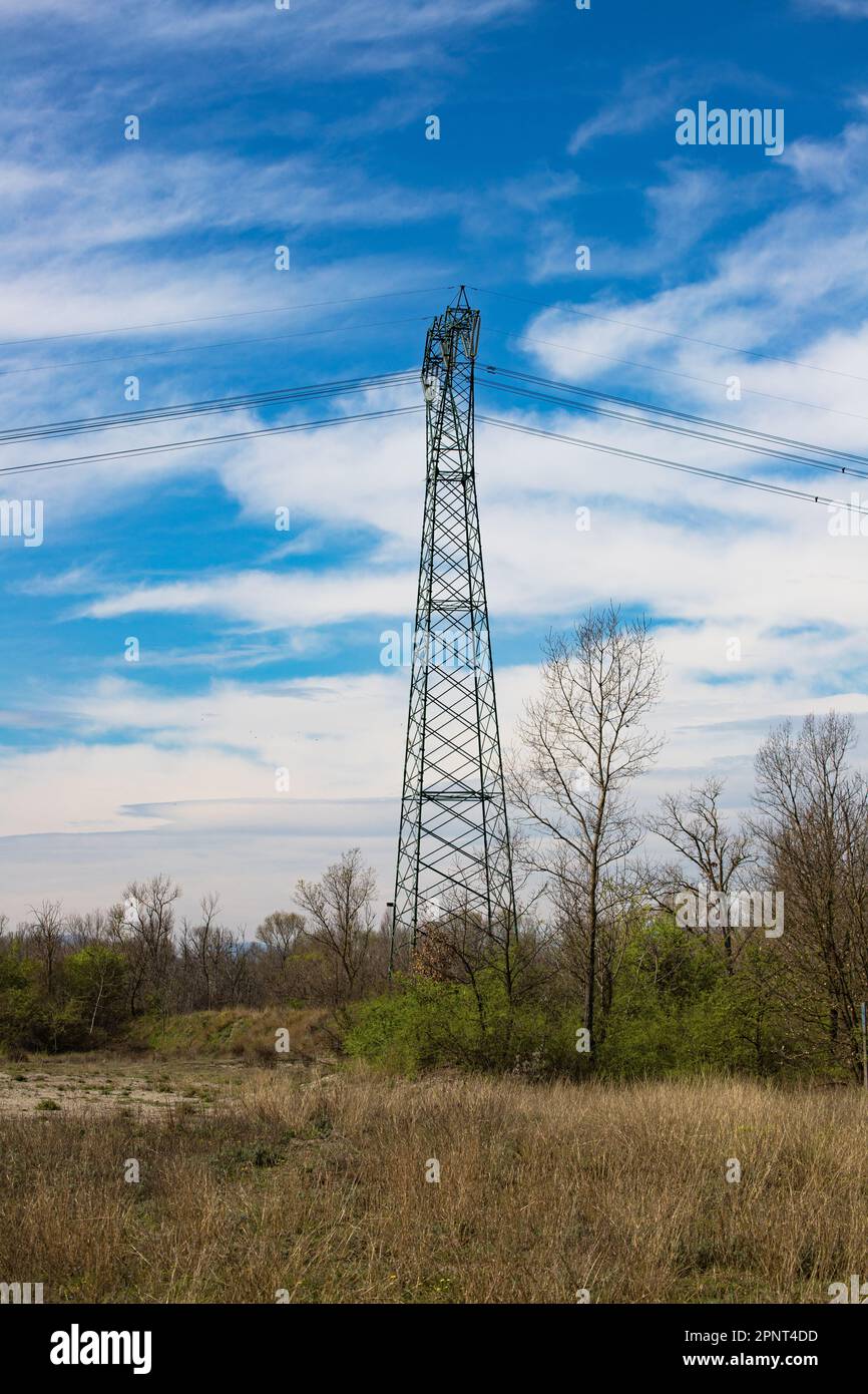 power line tower Stock Photo