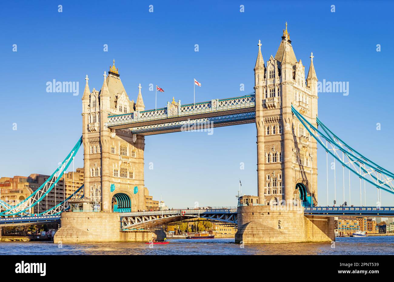 The landmark Tower Bridge in central London, England, UK. Stock Photo