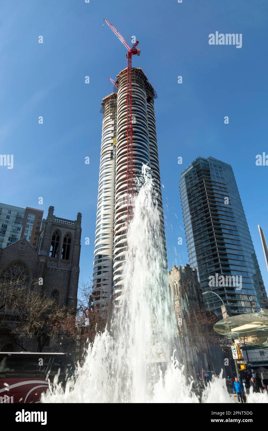 The landmark Butterfly building, nearing its 57-storey height, is seen in downtown Vancouver on April 14, 2023. Credit: Colin N. Perkel Stock Photo