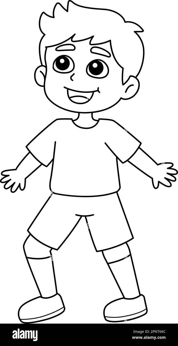 Happy Boy Isolated Coloring Page for Kids Stock Vector
