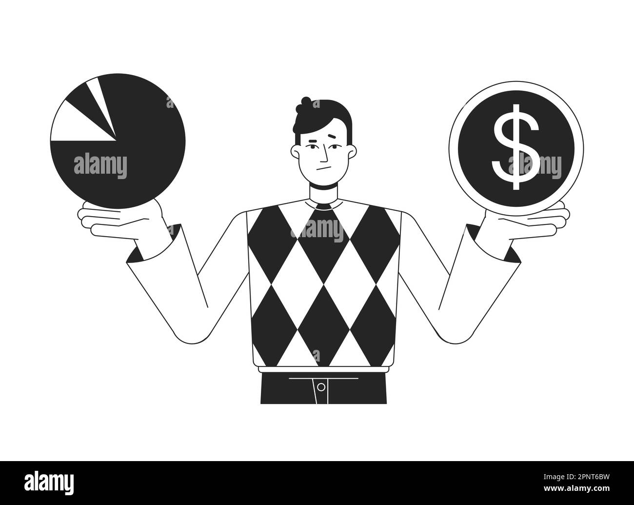Startup risk assessment bw concept vector spot illustration Stock Vector