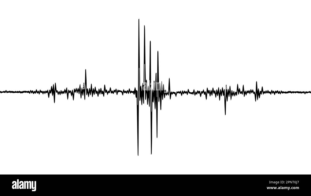 Earthquake sound wave, frequency seismic seismograph, graphic voice lie detector Stock Vector