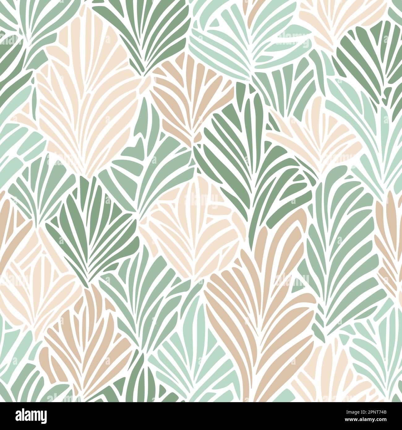 Abstract palm leaf repeat pattern. Vector illustration seamless pattern background Stock Vector
