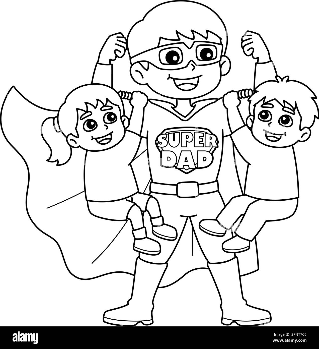 Fathers Day Super Dad Isolated Coloring Page Stock Vector Image & Art ...