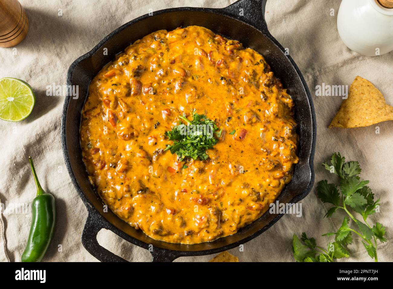 Homemade Smoked Queso Dip with Tortilla Chips Stock Photo Alamy
