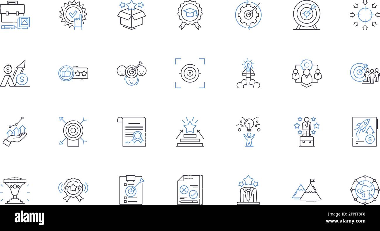 Market priorities line icons collection. Targeting, Segmentation, Positioning, Differentiation, Branding, Customer, Satisfaction vector and linear Stock Vector