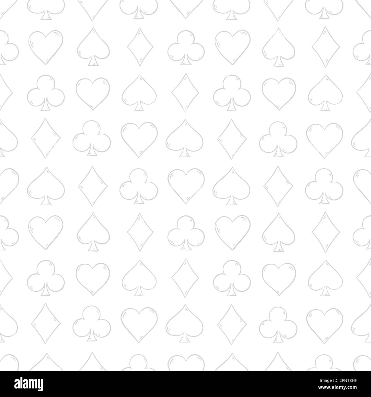 Doodle card symbol suits poker repeat pattern. Vector illustration seamless pattern background Stock Vector
