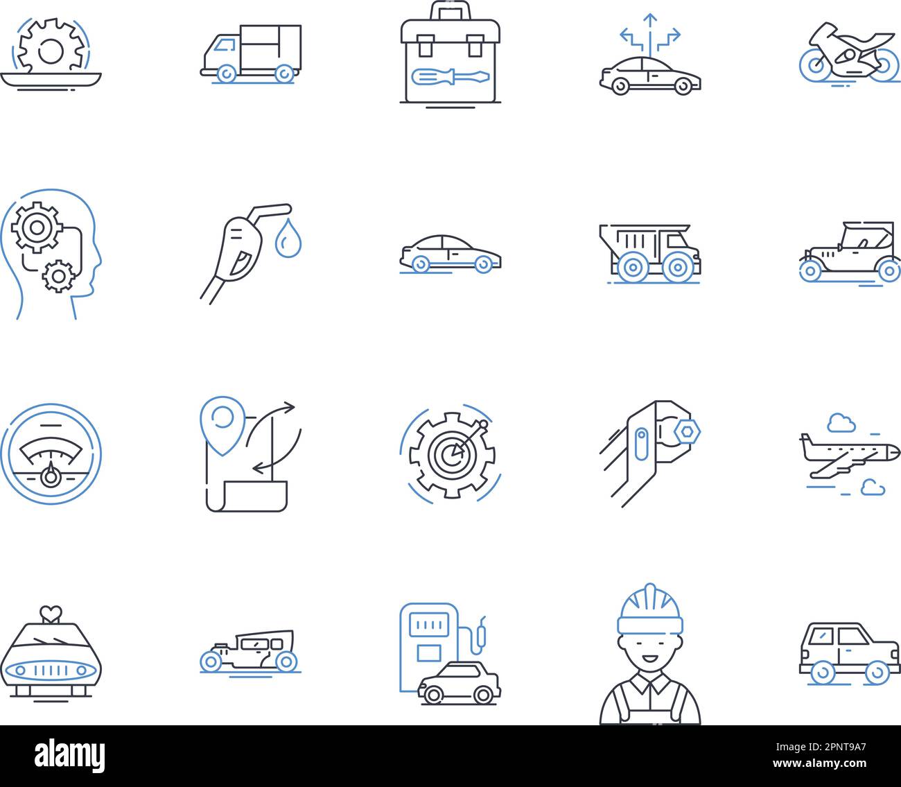 Haulage line icons collection. Cargo, Trucking, Transport, Logistics, Distribution, Freight, Delivery vector and linear illustration. Highway,Trailer Stock Vector