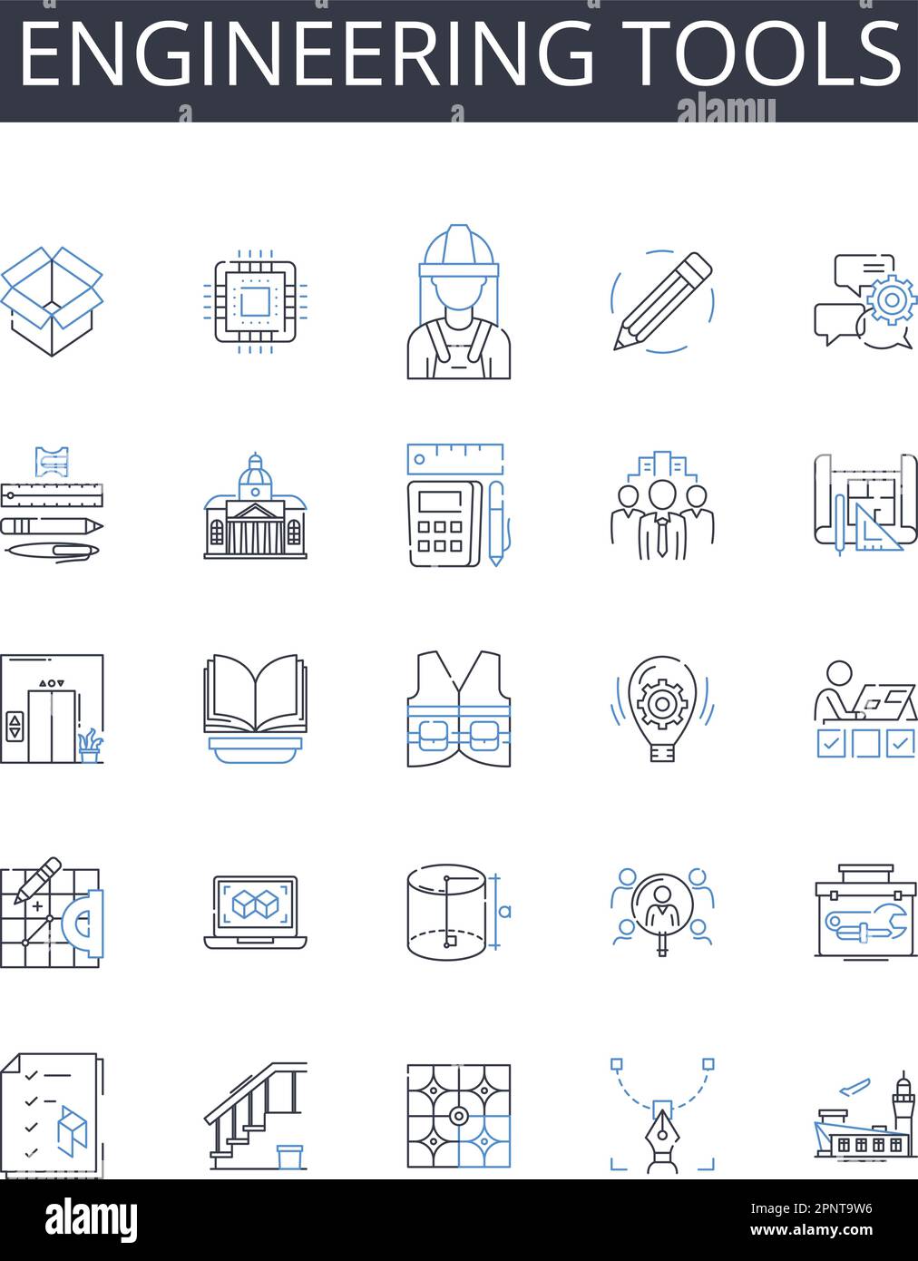 Engineering tools line icons collection. Scientific equipment ...