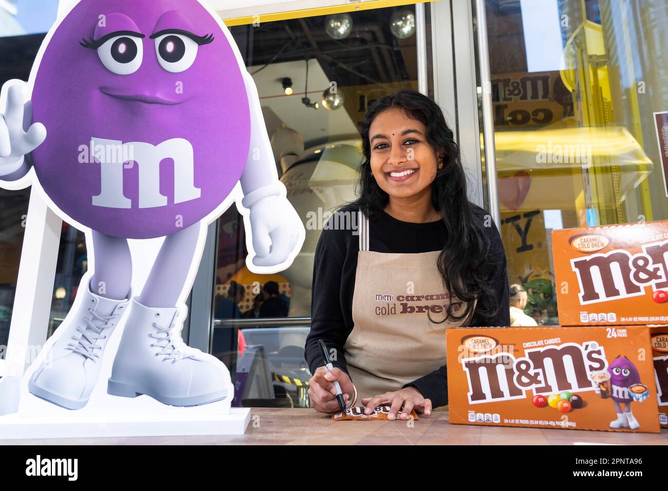 PRINT AD 2023 M&Ms Caramel Cold Brew Coffee Flavor Purple M&M  Chocolate Candy