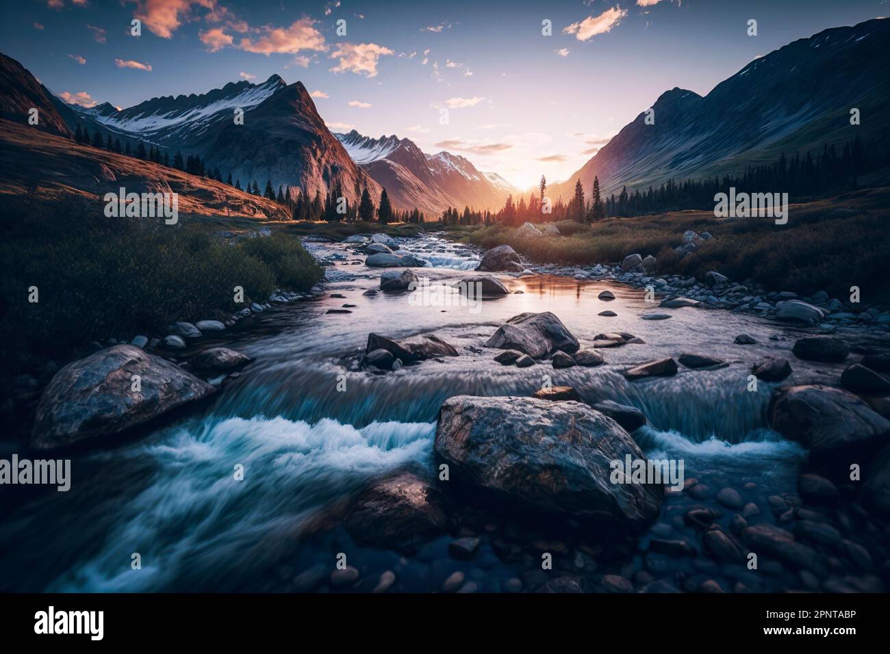 AweInspiring Beauty The Majestic Landscape of a Mountain River Stock(07)