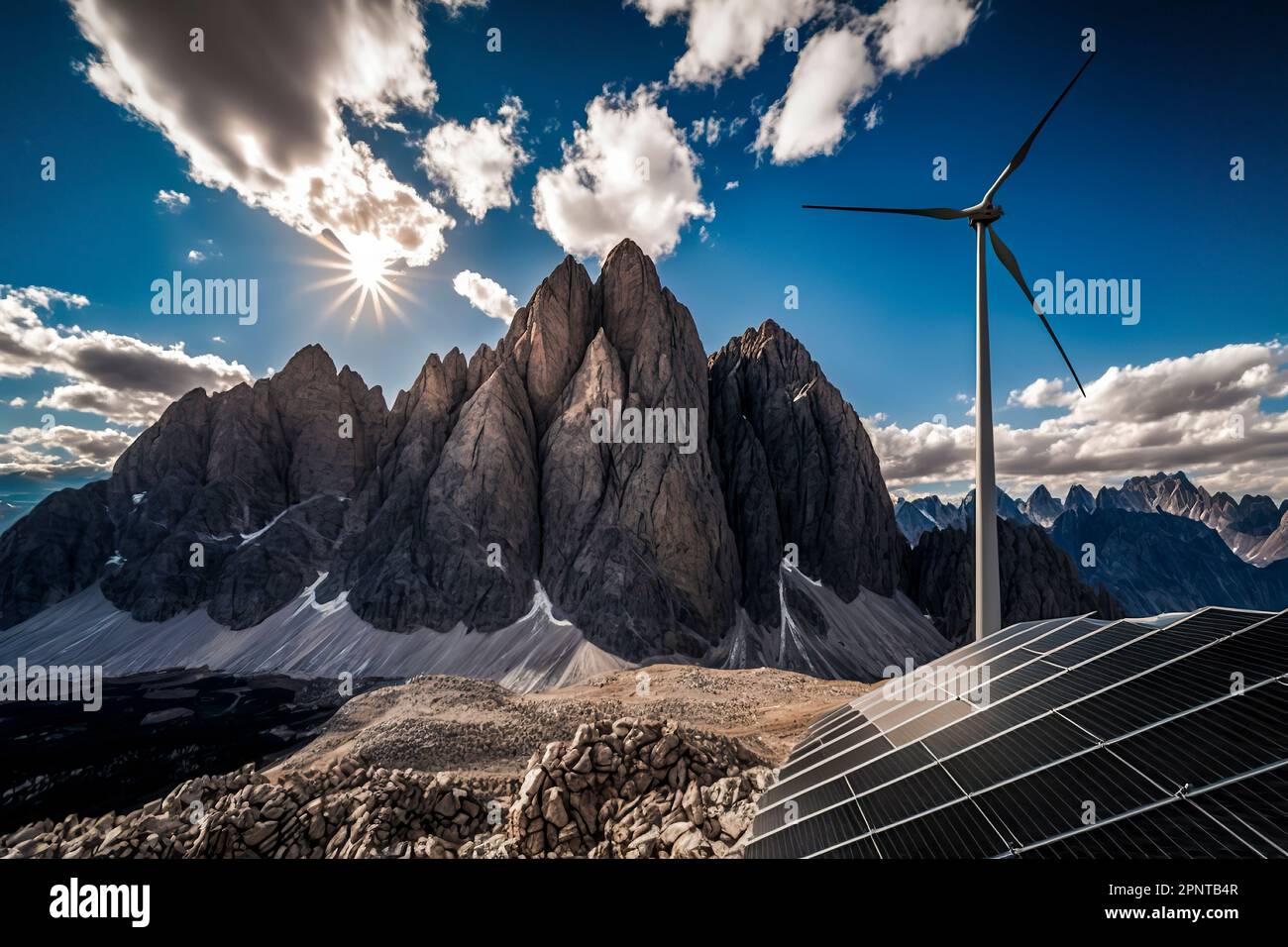 View of Off-the-Grid Eco-Friendly Energy Generation with Wind Turbine and Solar ...