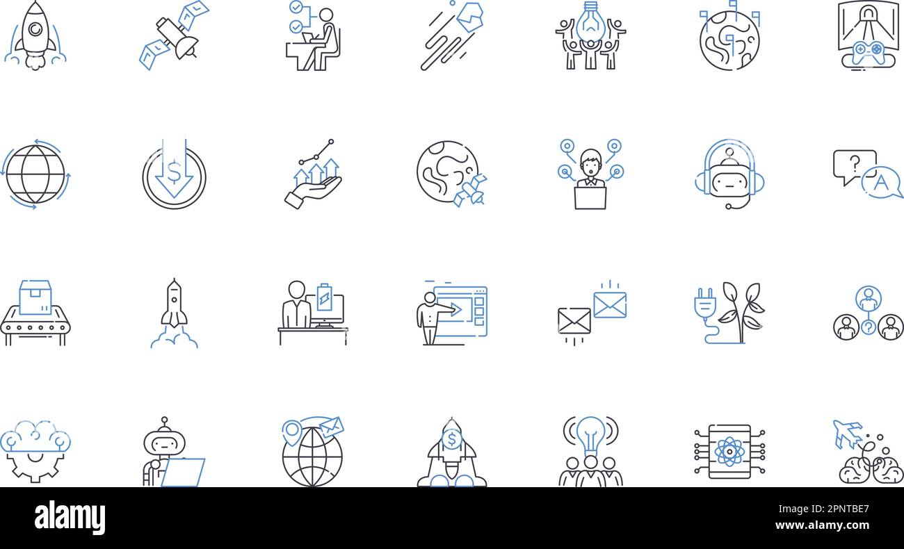 Breakthrough concept line icons collection. Innovation, Revelation, Advancement, Paradigm, Transformation, Invention, Game-changer vector and linear Stock Vector