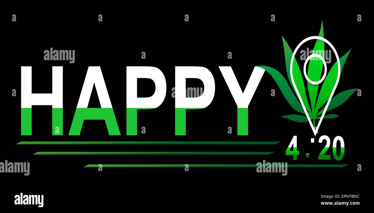 Happy 4:20 Marijuana Leaf, Cannabis celebration vector lettering design ...