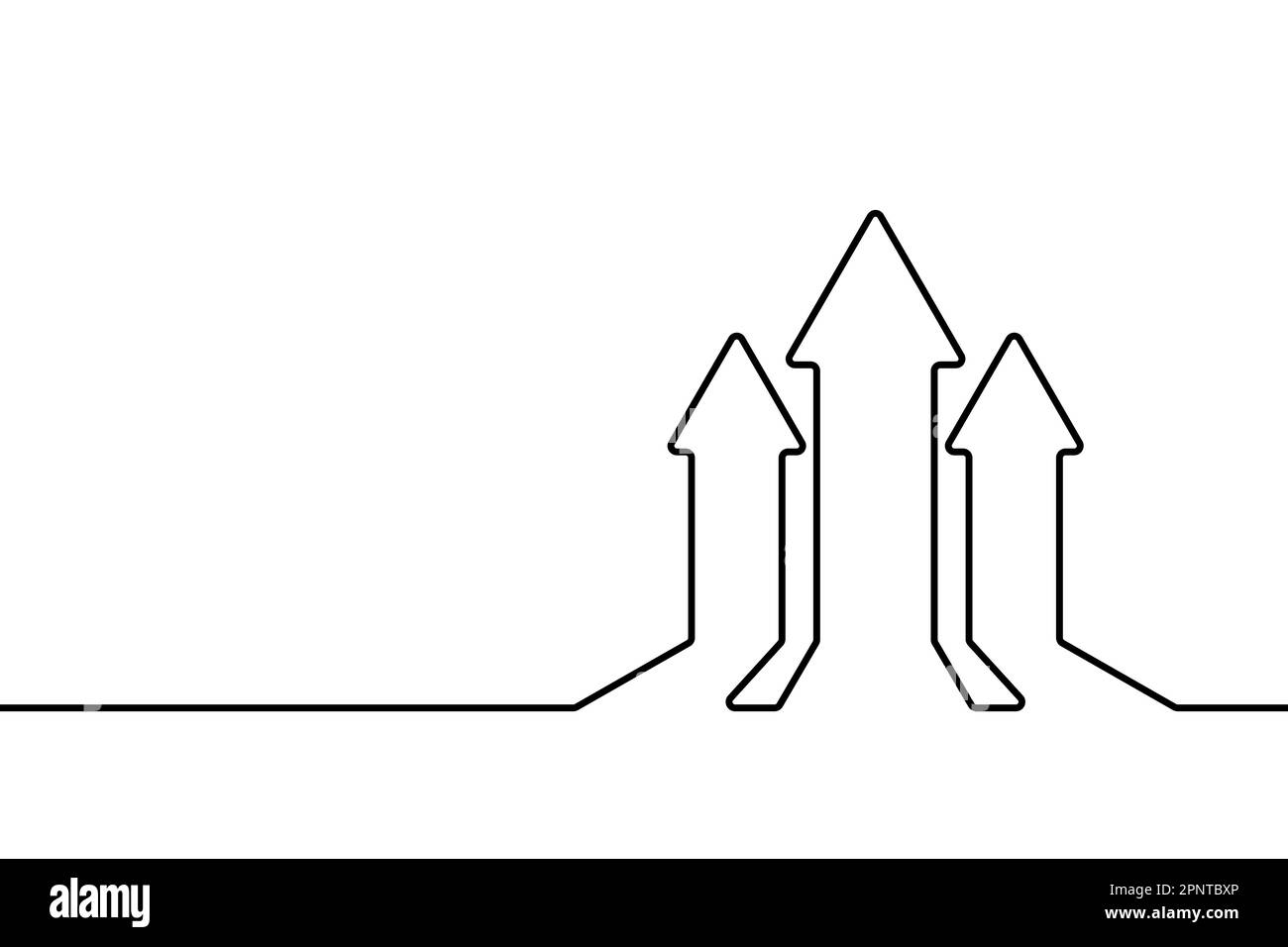 Growth arrow up. Grow upward chart icon. Black sign continuous line ...