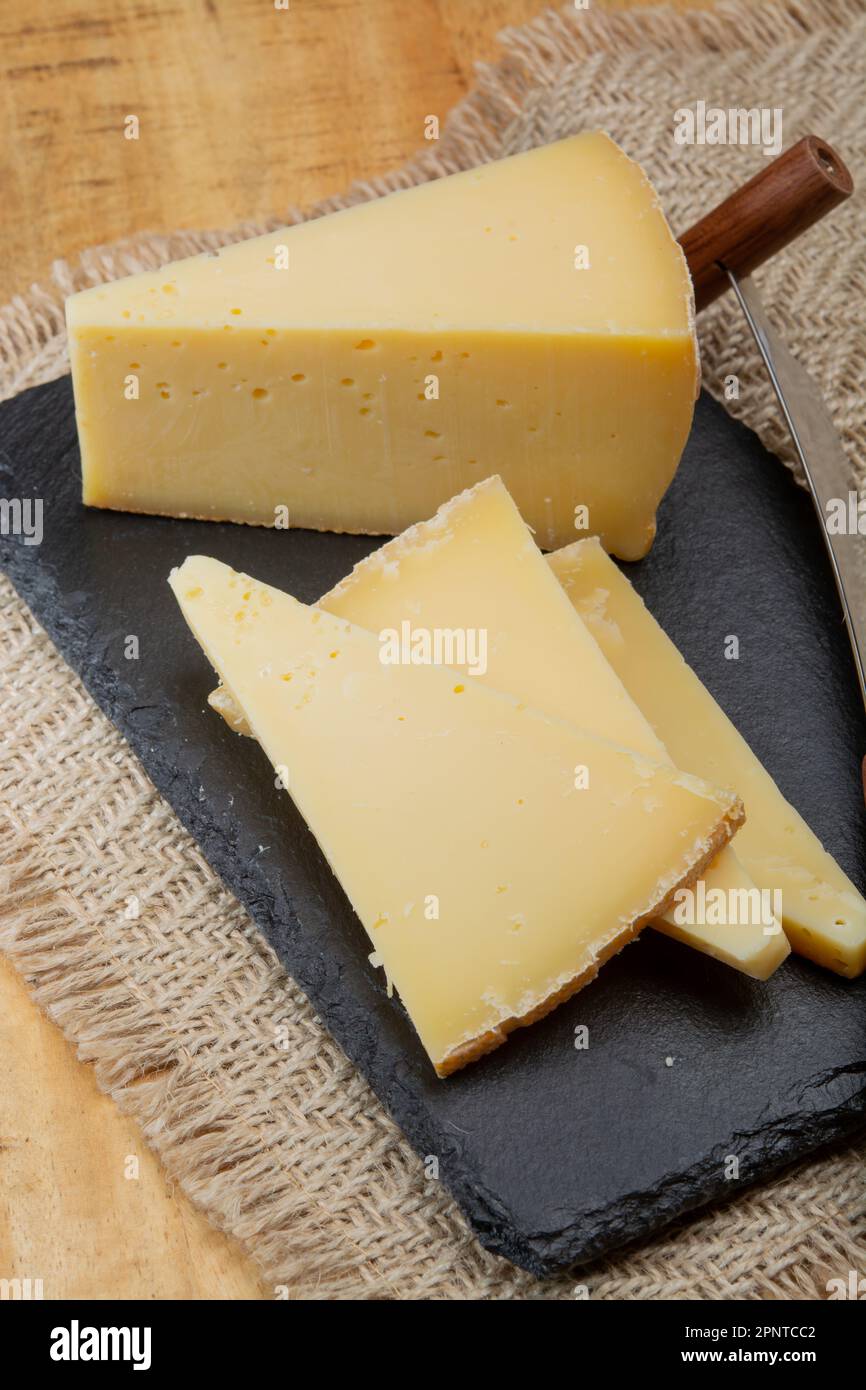 Swiss cheese collection, gruyere cheese made from unpasteurized cow's