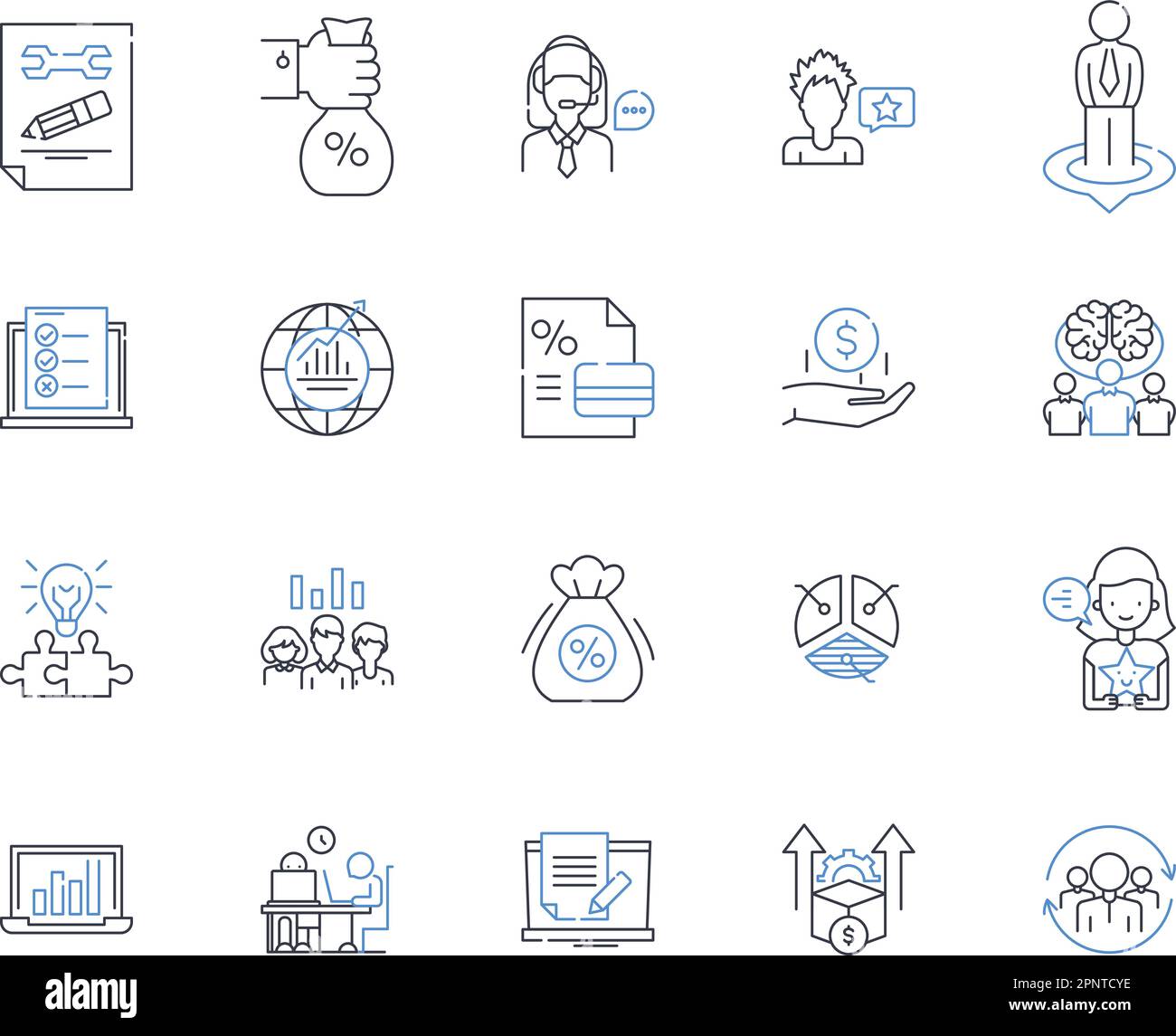 Credit line icons collection. Score, Report, Balance, Limit, Card, History, Rating vector and linear illustration. Debt,Bureau,Loan outline signs set Stock Vector