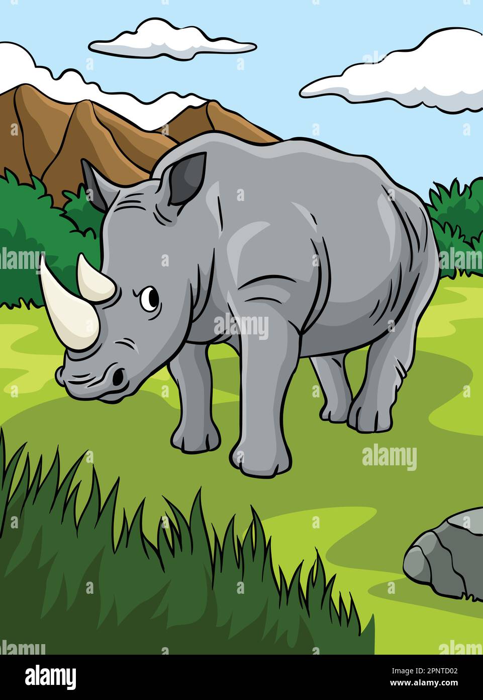 Rhinoceros Animal Colored Cartoon Illustration Stock Vector Image & Art
