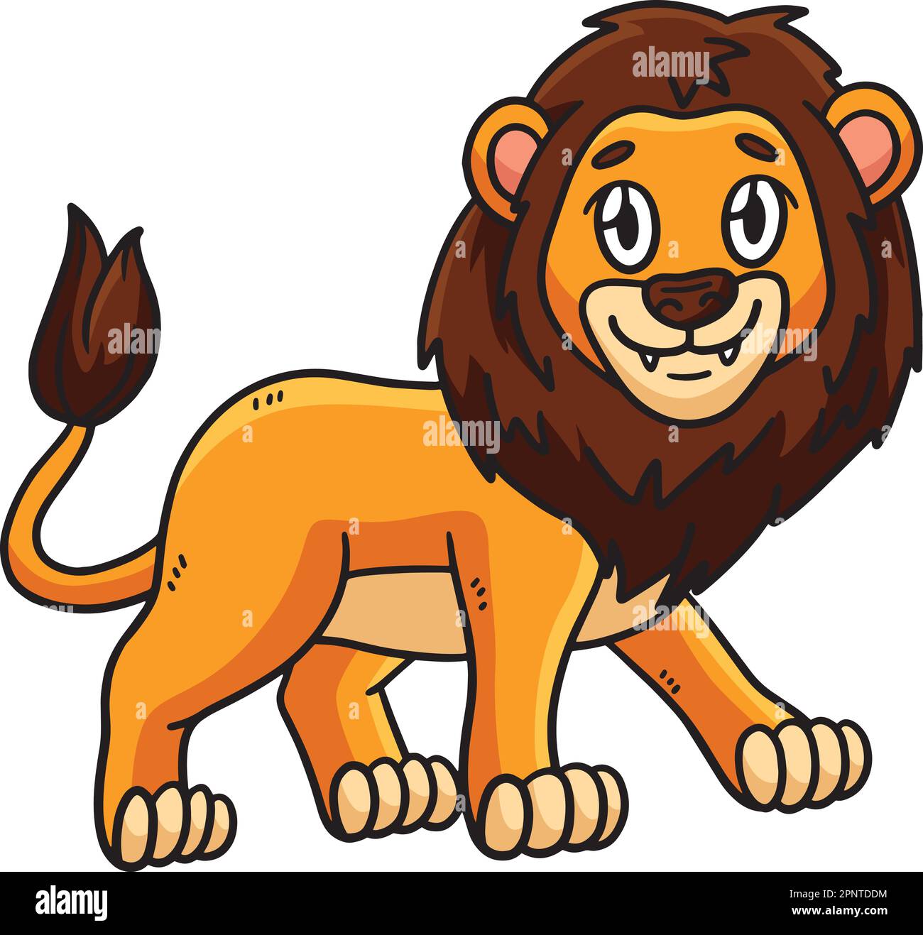 Happy Lion Animal Character Cartoon Color Book Stock Illustration
