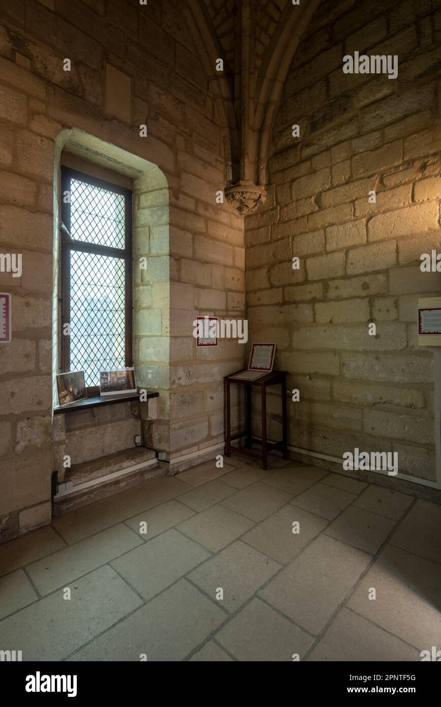 Cabinet de travail, or place of work, of Charles V, The Keep (donjon), Château de Vincennes , Paris, France Stock Photo