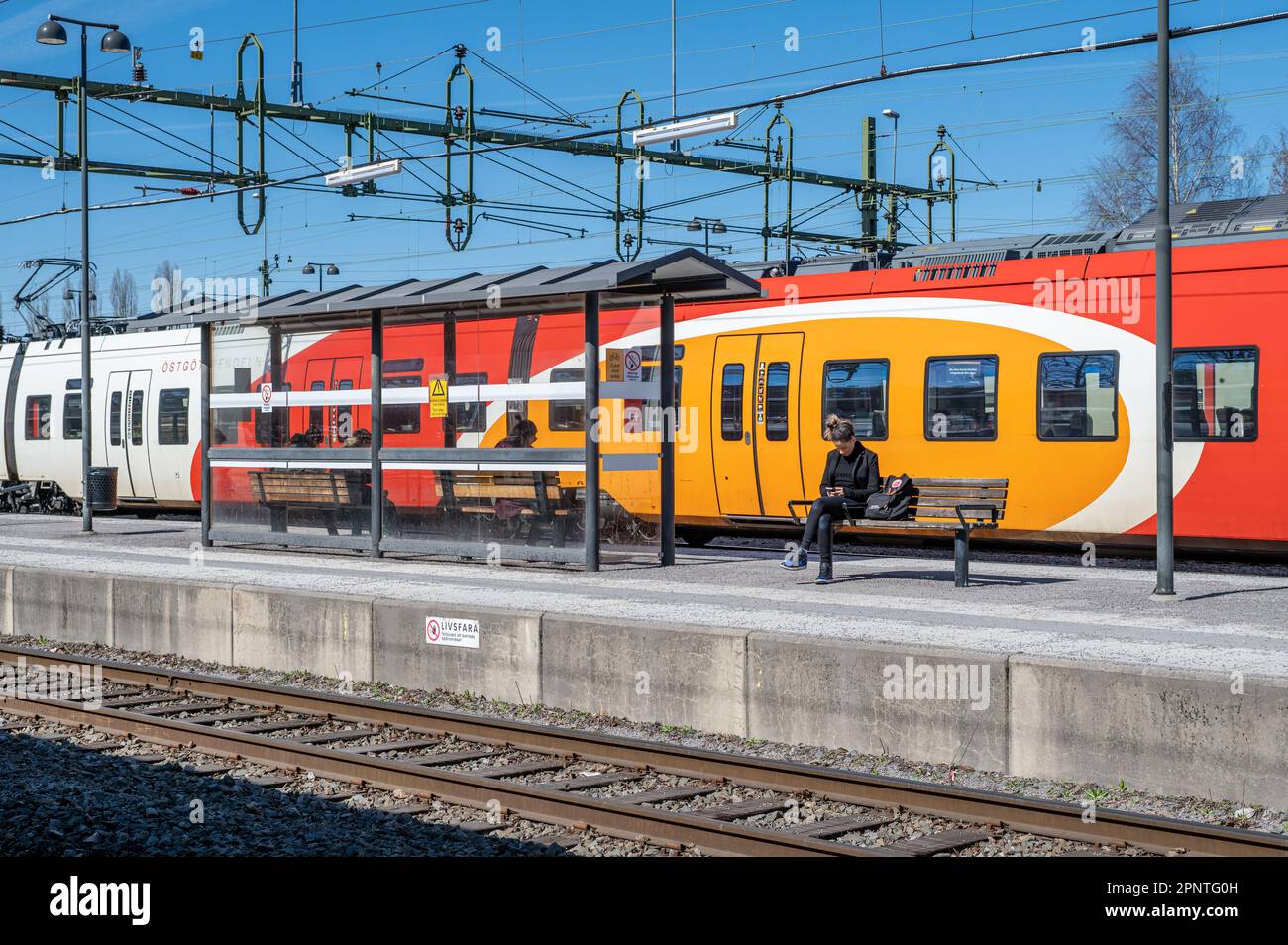Commuter train between Linköping and Norrköping at Norrkoping Central ...