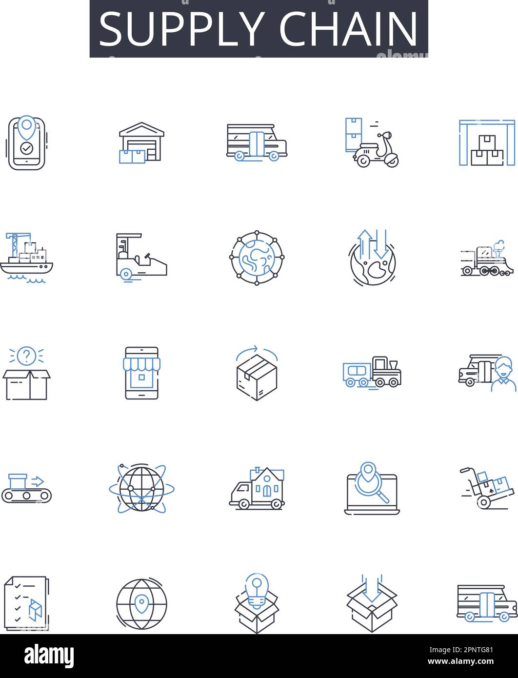 Supply chain line icons collection. Value stream, Logistics nerk