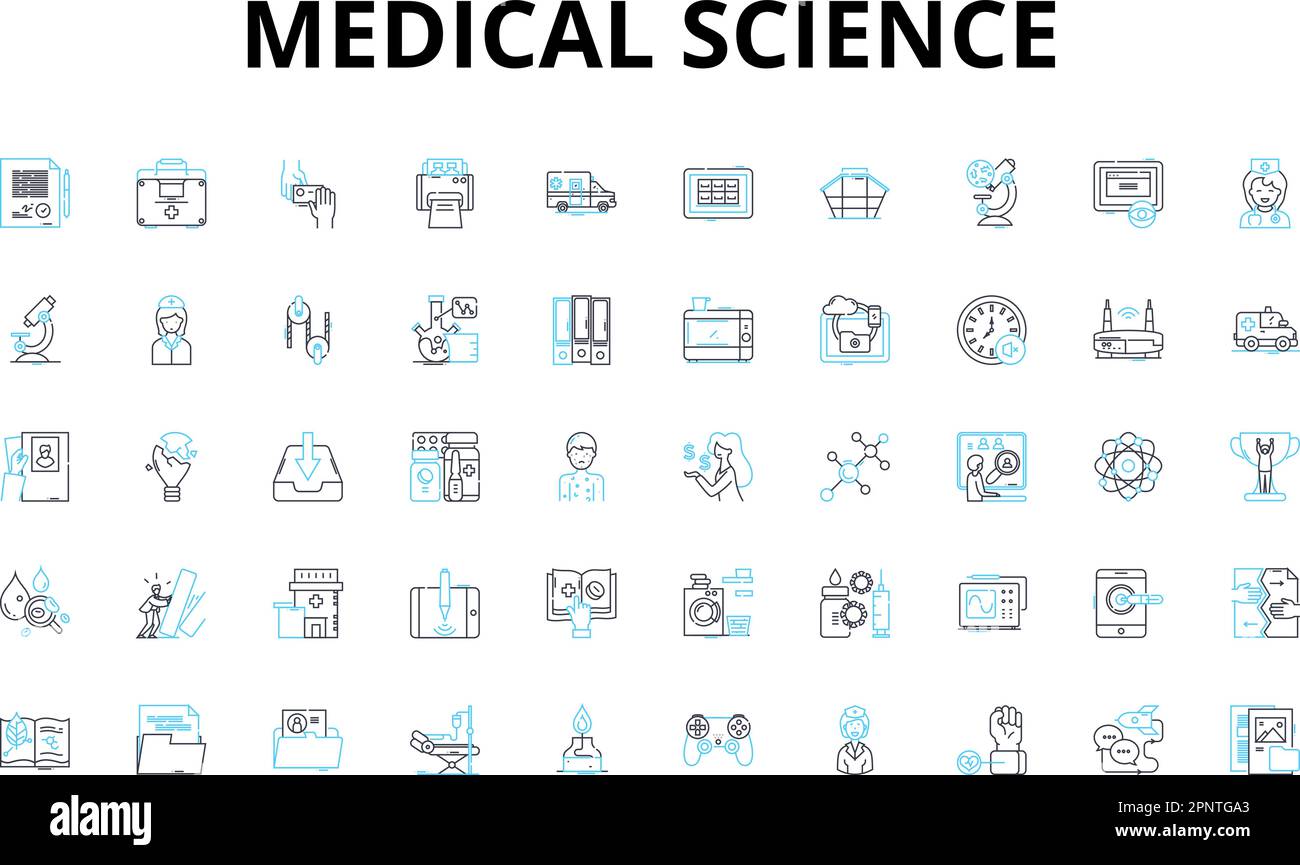 medical Science linear icons set. Diagnosis, Treatment, Surgery