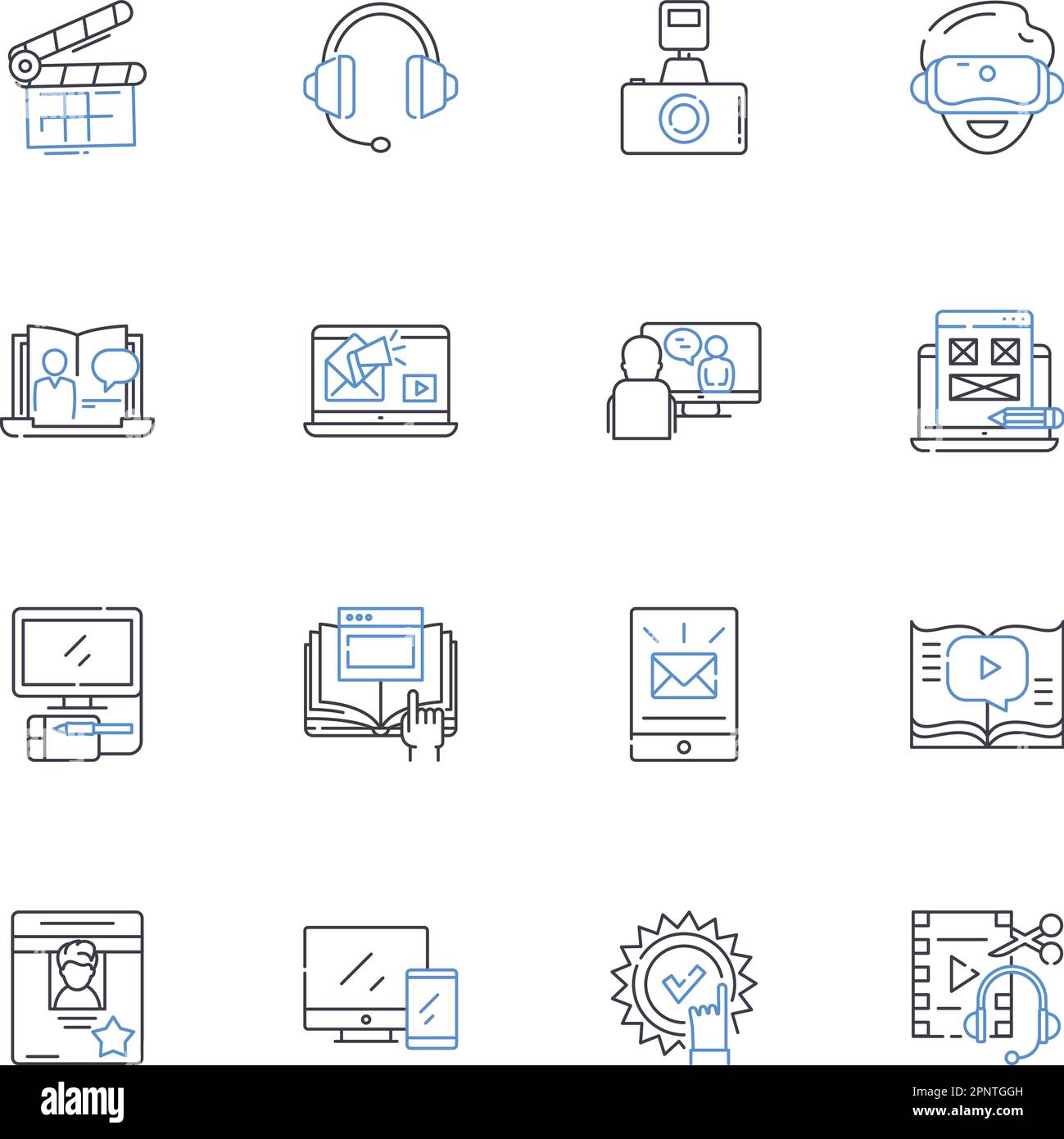 Journalism field line icons collection. News, Reporting, Investigative 