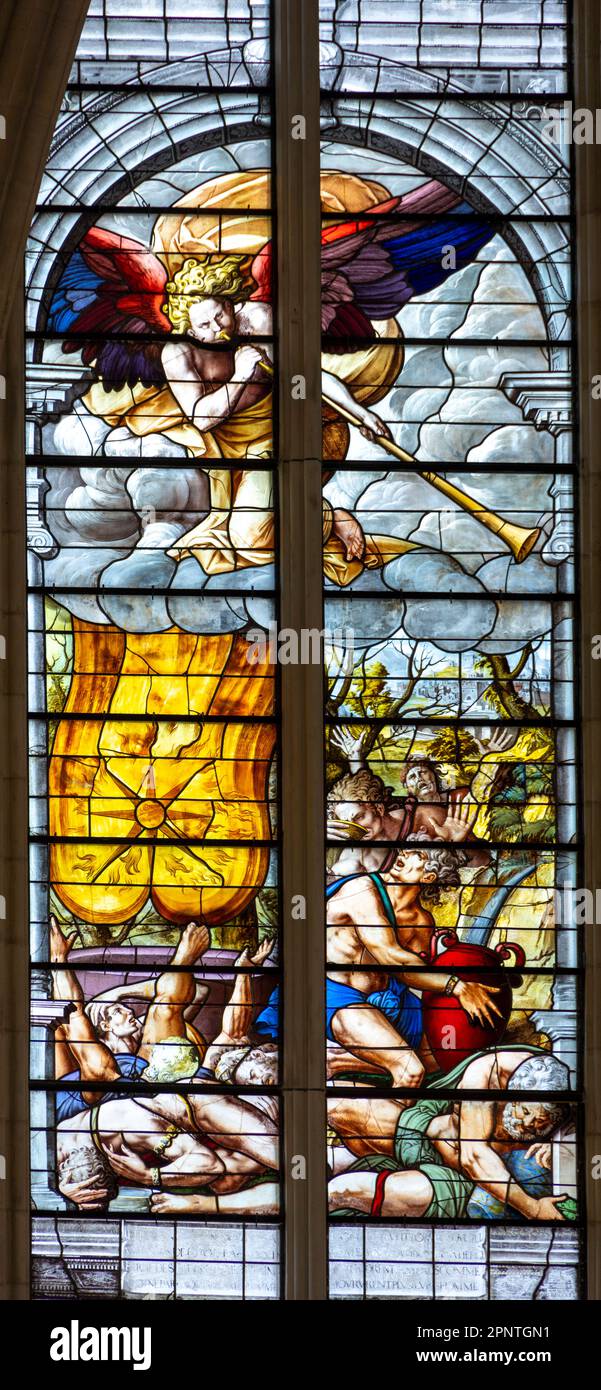 stained glass windows, Sainte-Chapelle de Vincennes, the Gothic royal chapel, Paris, France Stock Photo