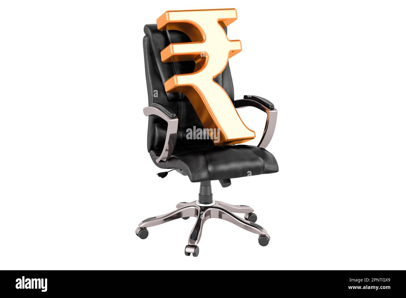 Office chair with rupee symbol, business concept. 3D rendering isolated